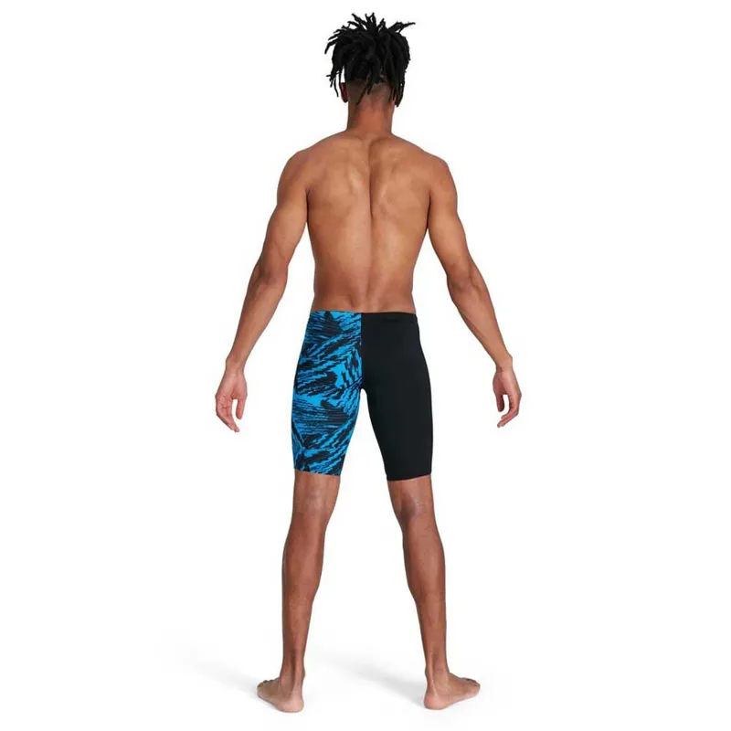 Speedo Men's Allover V-Cut Jammer - Black/Blue 28-4